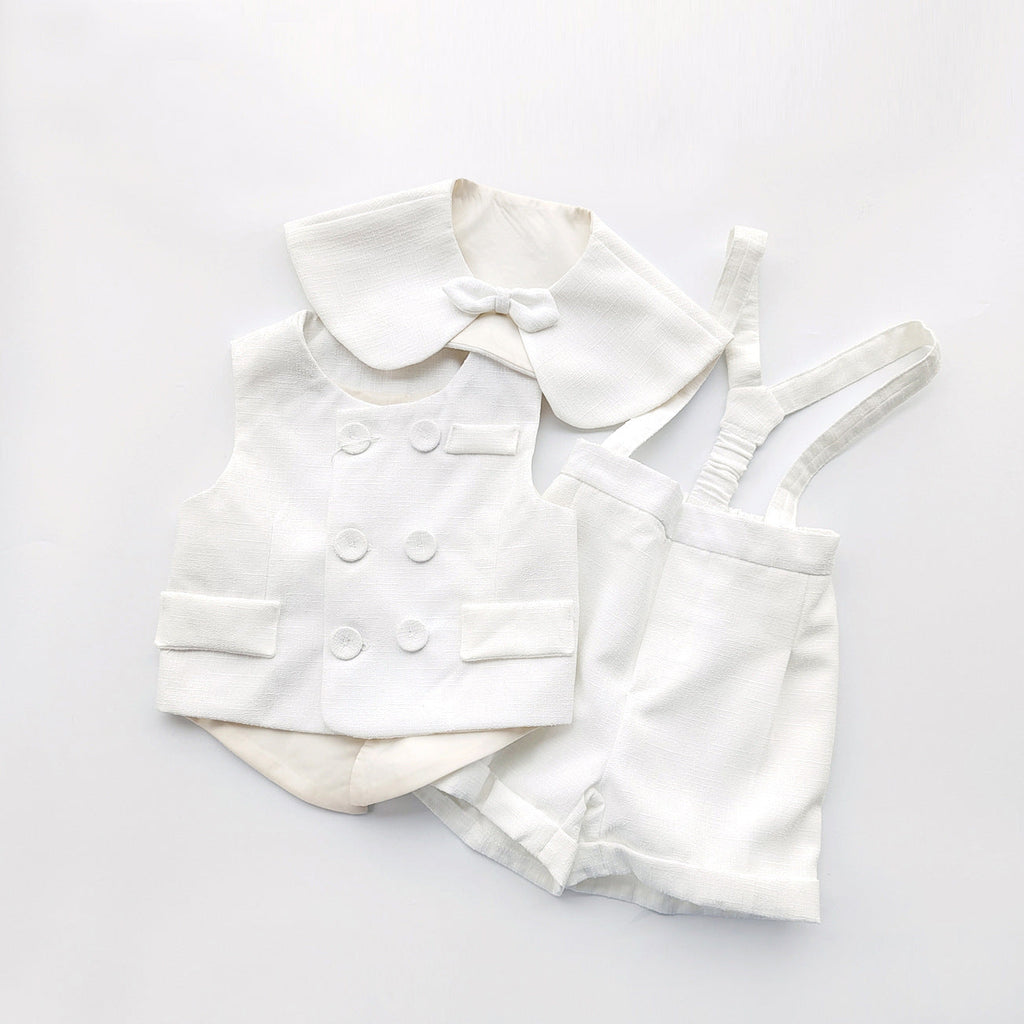 Casual White Children Vest Suit