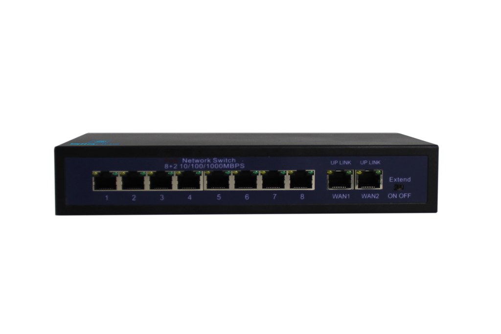 Silarius SIL-SW8POE 10 Ports POE switch with 8/100MB Ports PoE and 2 Gigabit Uplinks - 120W POE