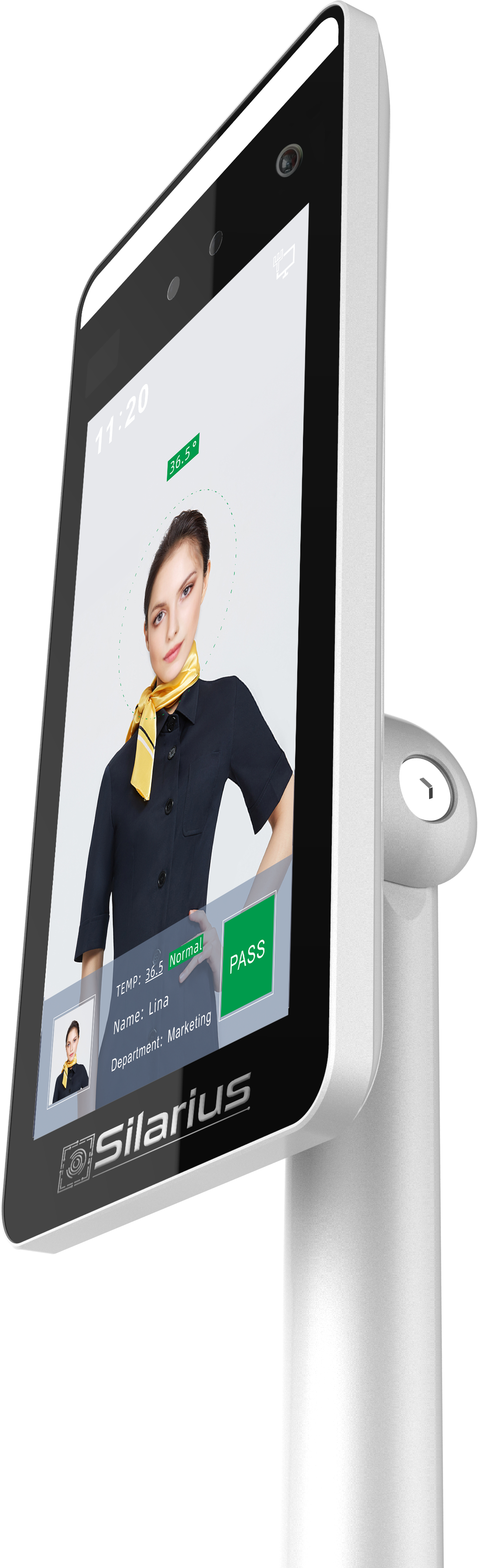 Silarius SIL-FRTEMP 7" Facial Time Attendance Access Control Terminal with Temperature Testing + Face Recognition and Mask Detection (Table Stand Included) NDAA Compliant