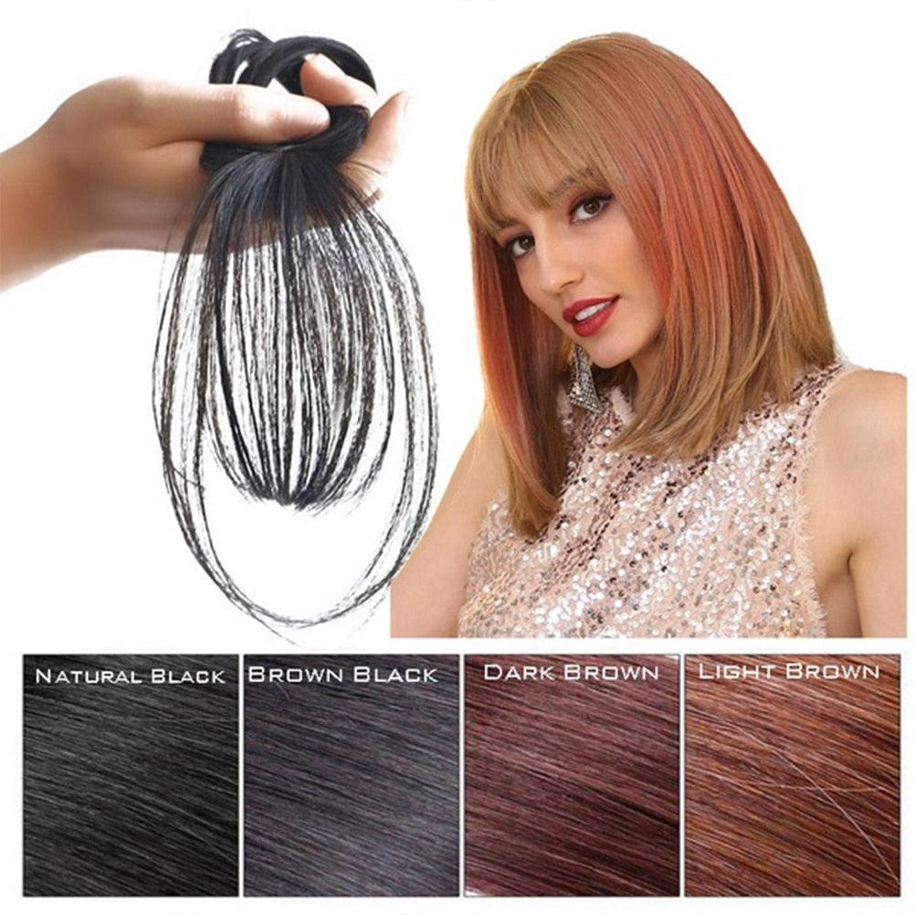 3D Air Bangs Hair Bangs Heat Resistant Hairpieces Hair Women Natural Short Fake Hair Bangs Hair Clips Thin Natural Flat Neat AirBangs With Temples For Women One Piece Hairpiece