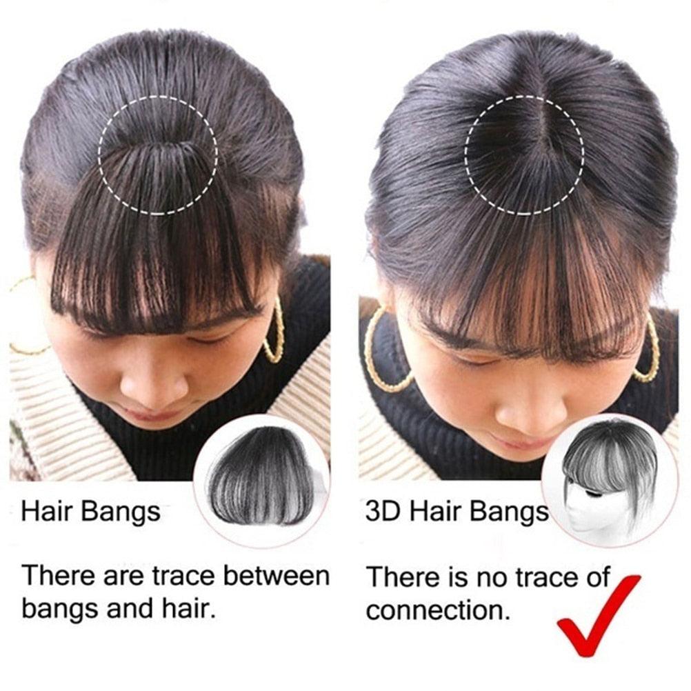 3D Air Bangs Hair Bangs Heat Resistant Hairpieces Hair Women Natural Short Fake Hair Bangs Hair Clips Thin Natural Flat Neat AirBangs With Temples For Women One Piece Hairpiece