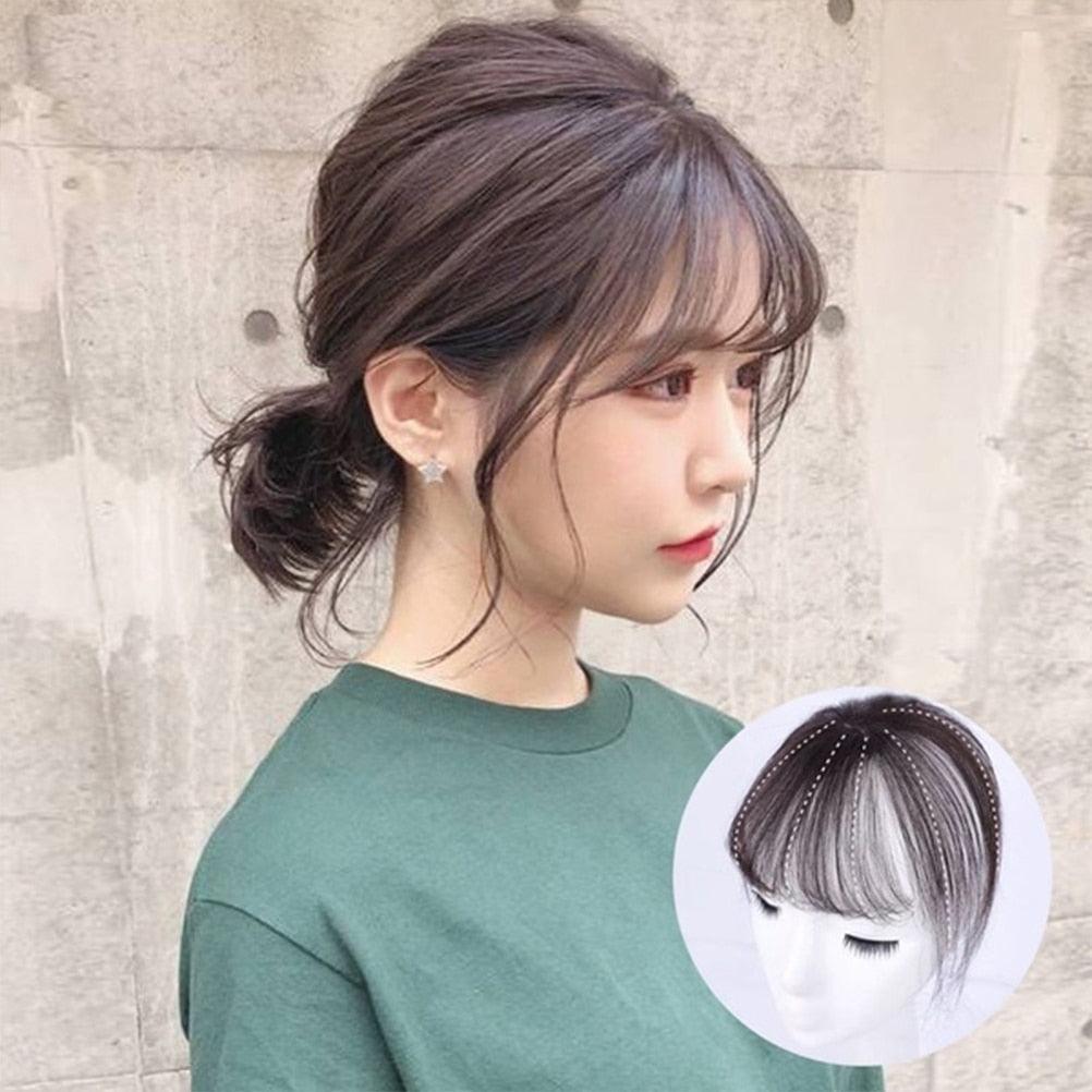 3D Air Bangs Hair Bangs Heat Resistant Hairpieces Hair Women Natural Short Fake Hair Bangs Hair Clips Thin Natural Flat Neat AirBangs With Temples For Women One Piece Hairpiece