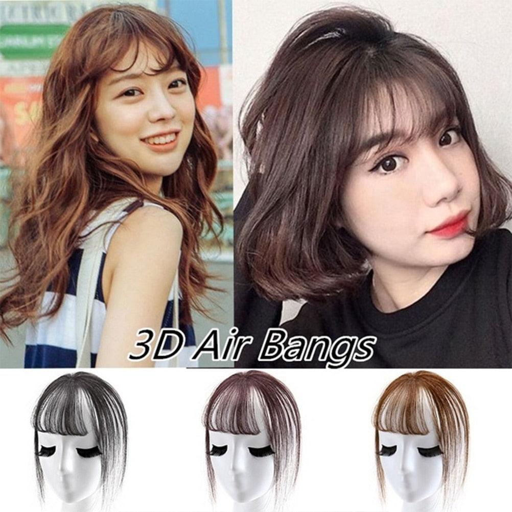 3D Air Bangs Hair Bangs Heat Resistant Hairpieces Hair Women Natural Short Fake Hair Bangs Hair Clips Thin Natural Flat Neat AirBangs With Temples For Women One Piece Hairpiece