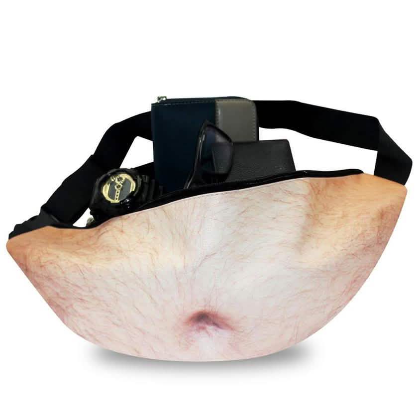 3D Beer Belly Waist Pocket Fanny Pack and Top Prank Gag Gift Travel Carry Pouch