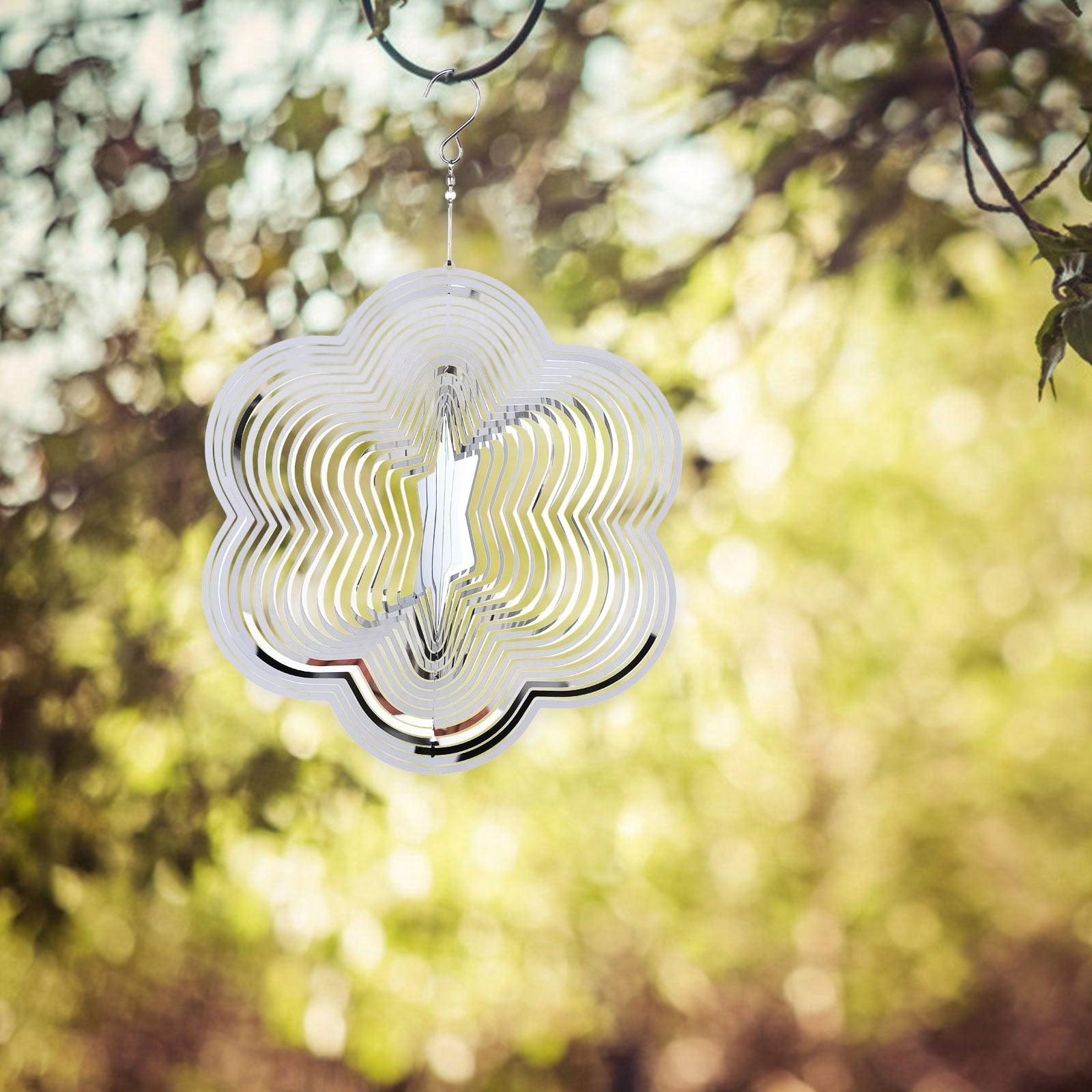 3D Drop-shaped Rotating Wind Spinner Outdoor Metal Sculptures Flowing Stainless Steel Wind Chimes Flowing-Light Effect Design Home Garden Decoration Outdoor Hanging Decor Gift Wind Spinners Mirrored Patio Wind Chime Yard Decor