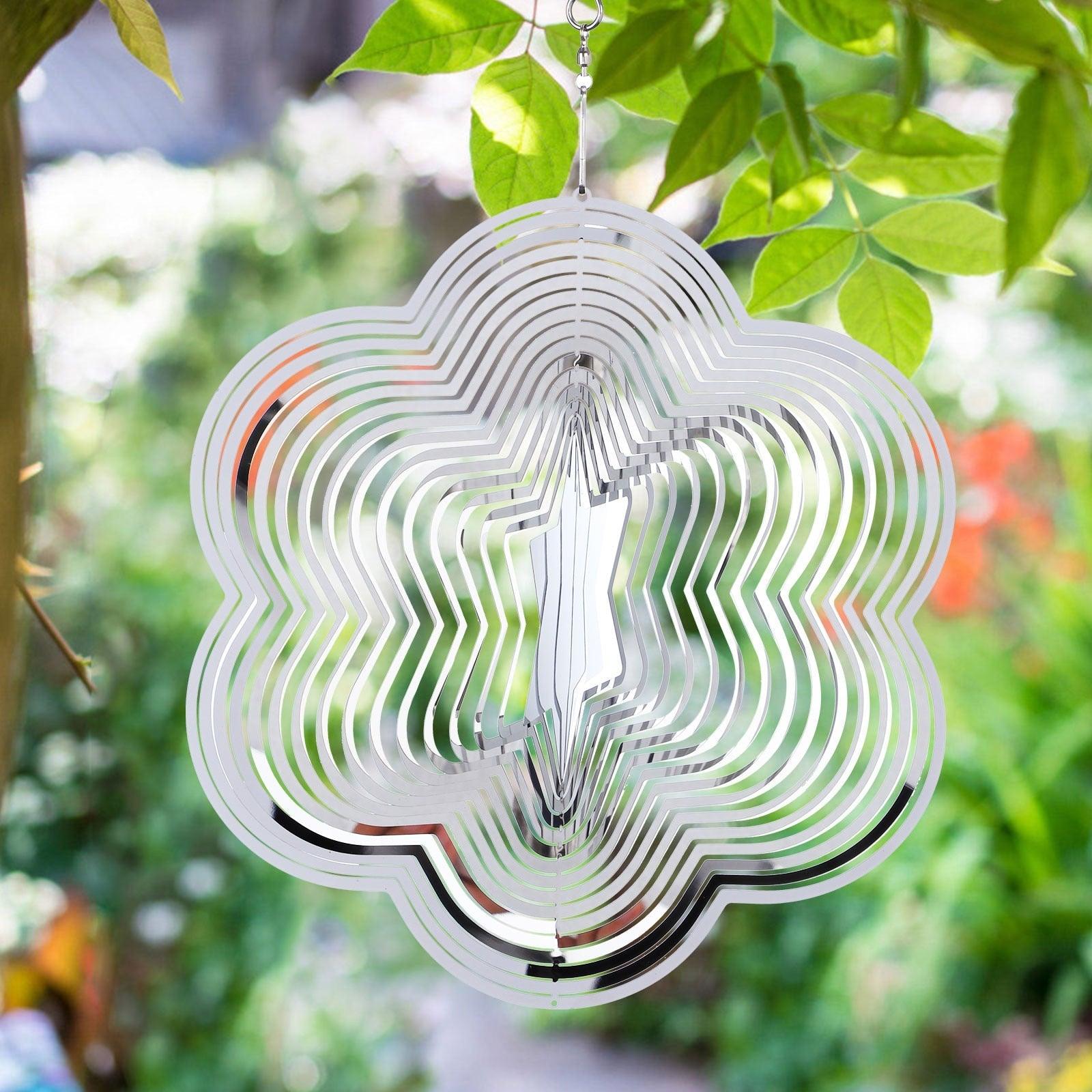 3D Drop-shaped Rotating Wind Spinner Outdoor Metal Sculptures Flowing Stainless Steel Wind Chimes Flowing-Light Effect Design Home Garden Decoration Outdoor Hanging Decor Gift Wind Spinners Mirrored Patio Wind Chime Yard Decor