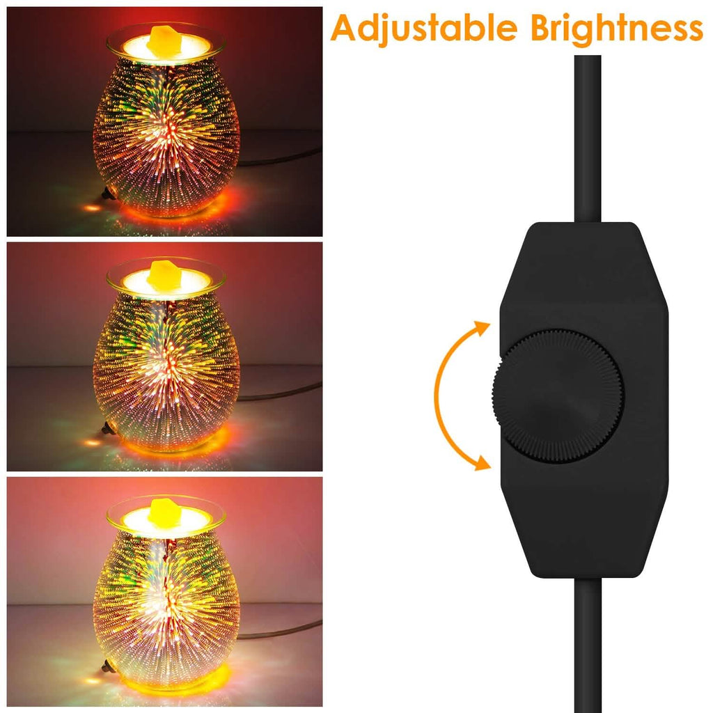 3D Fireworks Glass Wax Warmer Electric Wax Burner Night Lamp