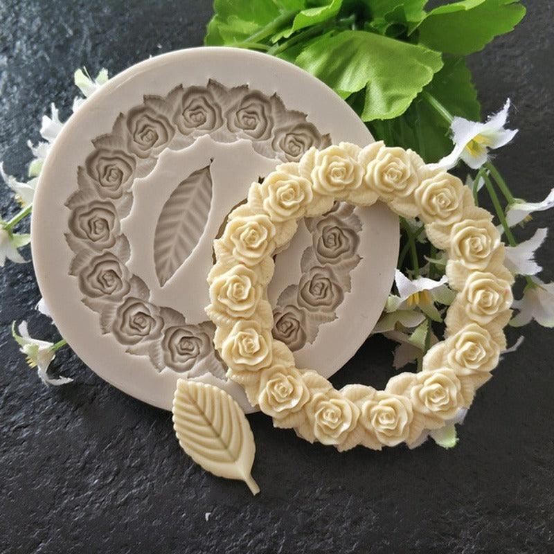3D Flower Silicone Mold Sugar Paste Fondant Cake Decor Tool Chocolate Cake Candy Fence Shaped Mold Baking Cake Moulds Mini Sizes Roses Flower Fondant Candy Silicone Mold