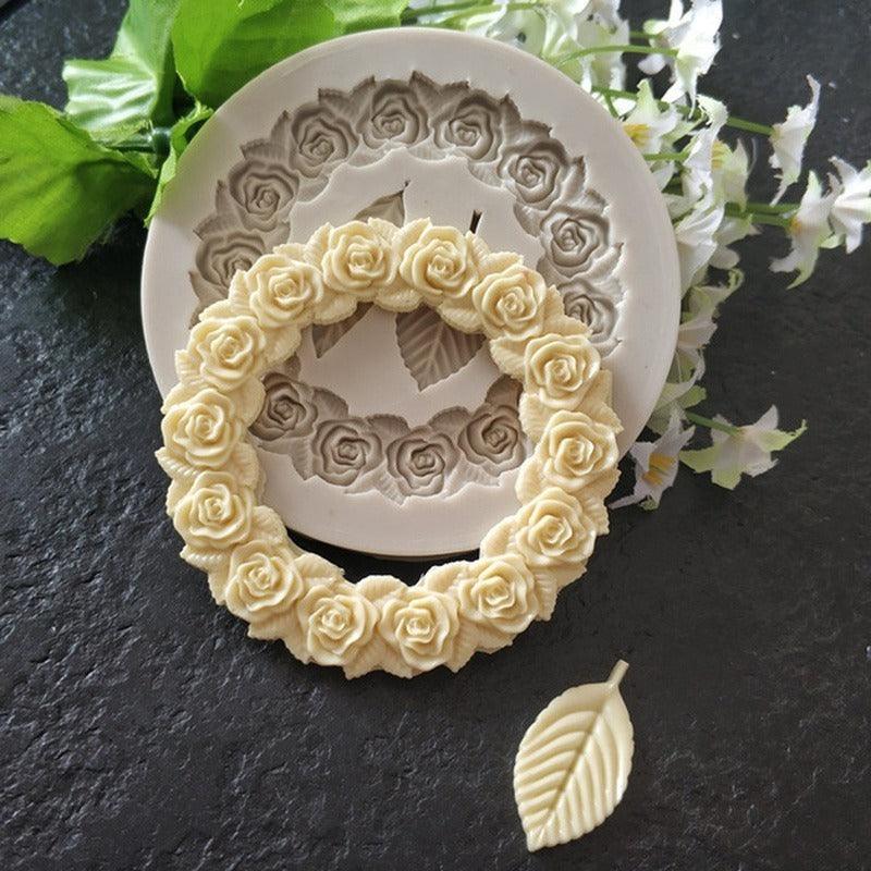 3D Flower Silicone Mold Sugar Paste Fondant Cake Decor Tool Chocolate Cake Candy Fence Shaped Mold Baking Cake Moulds Mini Sizes Roses Flower Fondant Candy Silicone Mold