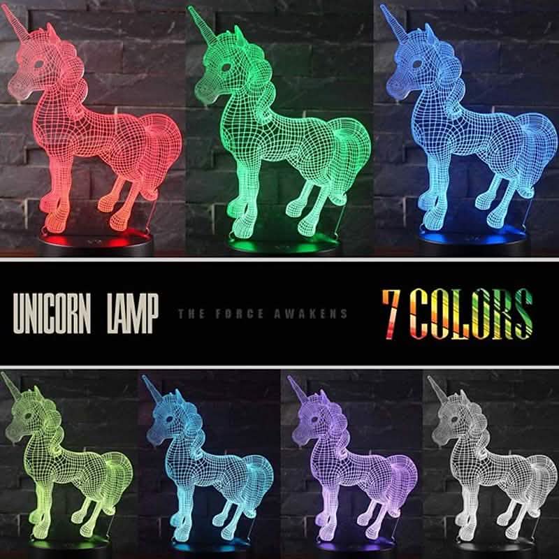 3D LED 7 Color Unicorn Table Lamp