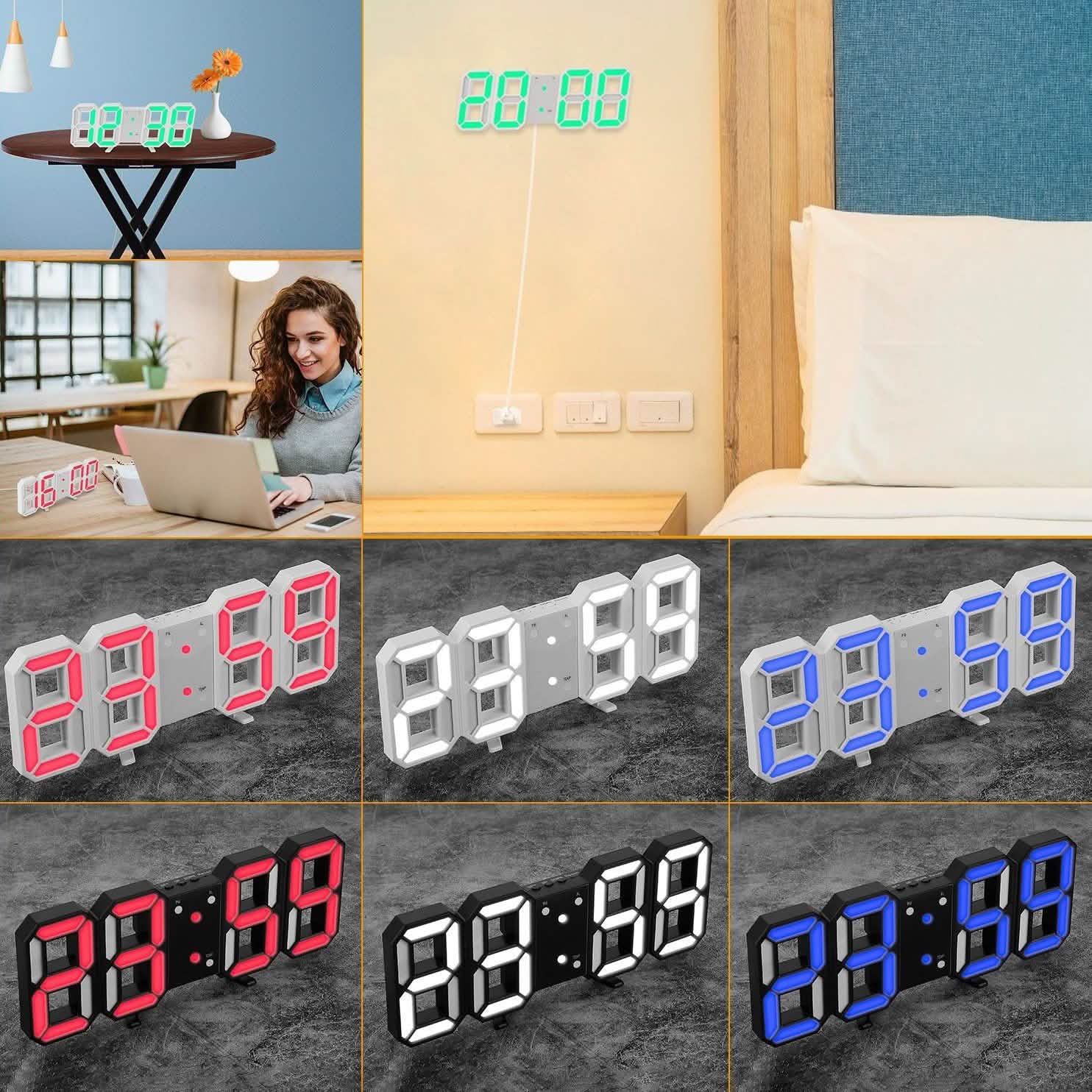 3D LED Digital Wall Clock