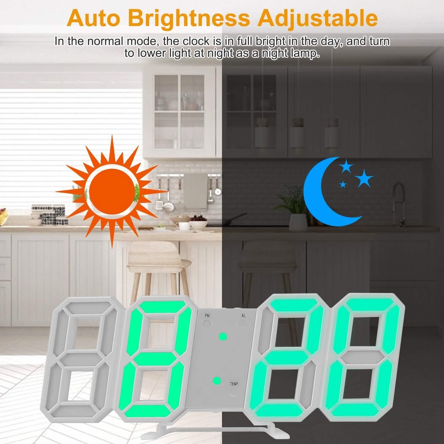 3D LED Digital Wall Clock