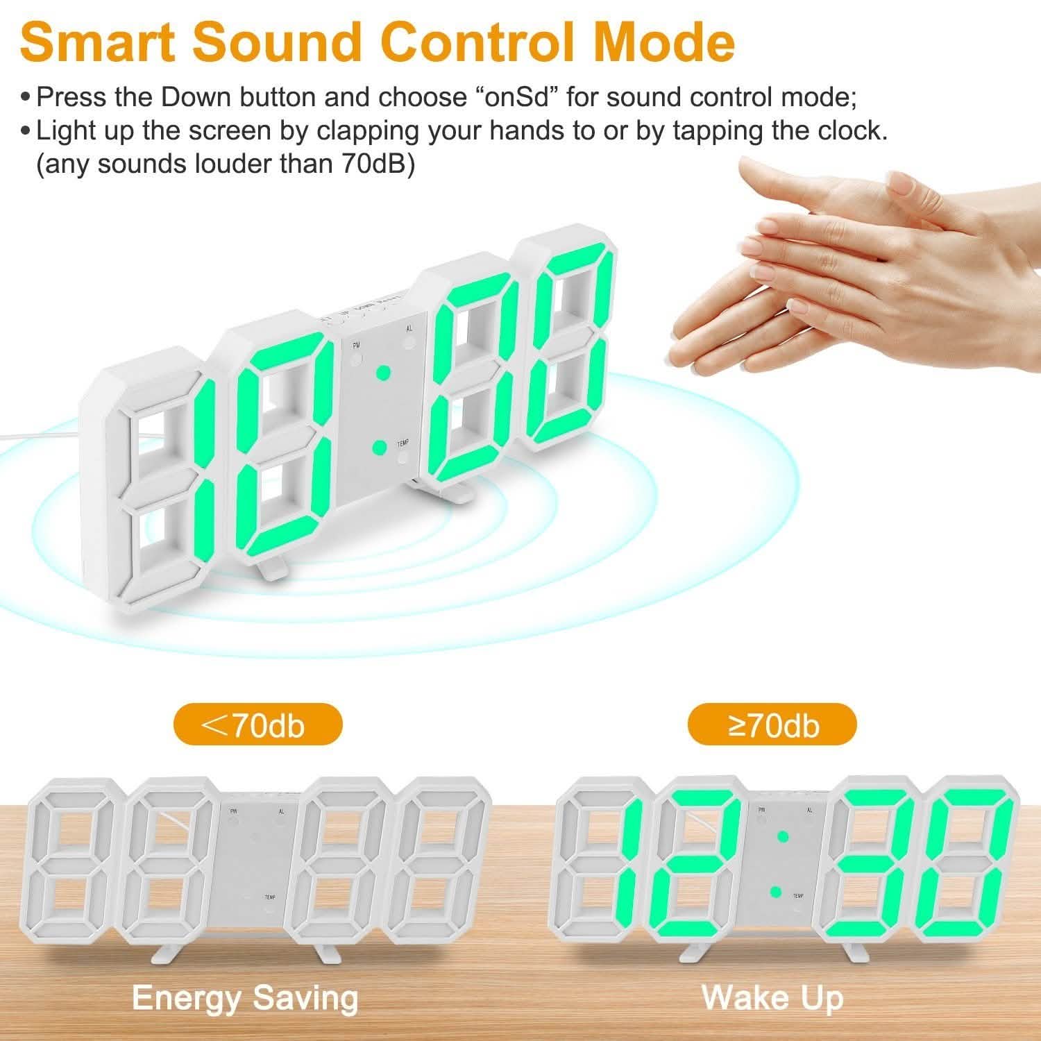 3D LED Digital Wall Clock