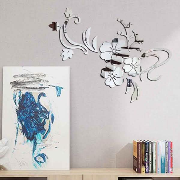 3D Mirror Flower Removable Wall Sticker