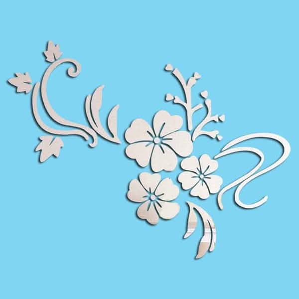 3D Mirror Flower Removable Wall Sticker