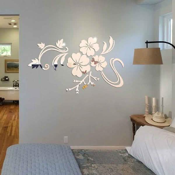 3D Mirror Flower Removable Wall Sticker