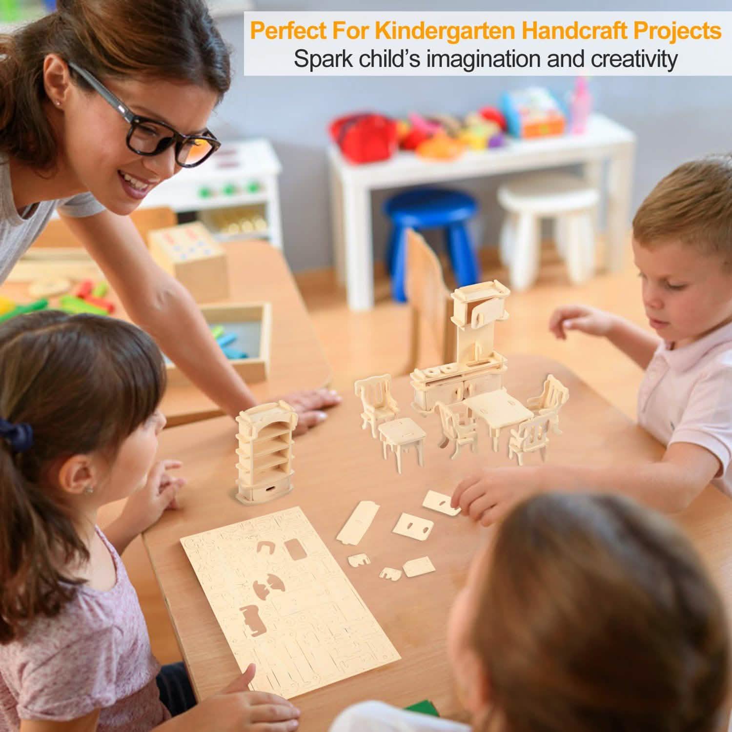 3D Wooden Dollhouse Furniture Puzzles