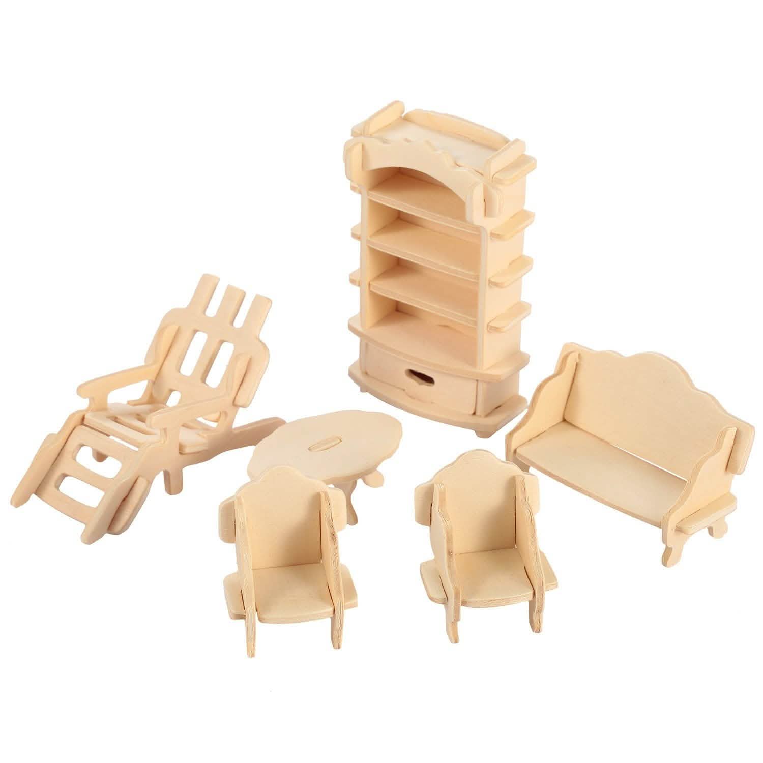 3D Wooden Dollhouse Furniture Puzzles