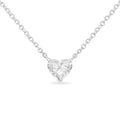 14k White Gold 1/4 Cttw Lab Grown Heart Shape Diamond Solitaire 18" Pendant Necklace (E-F Color, SI1-SI2 Clarity)