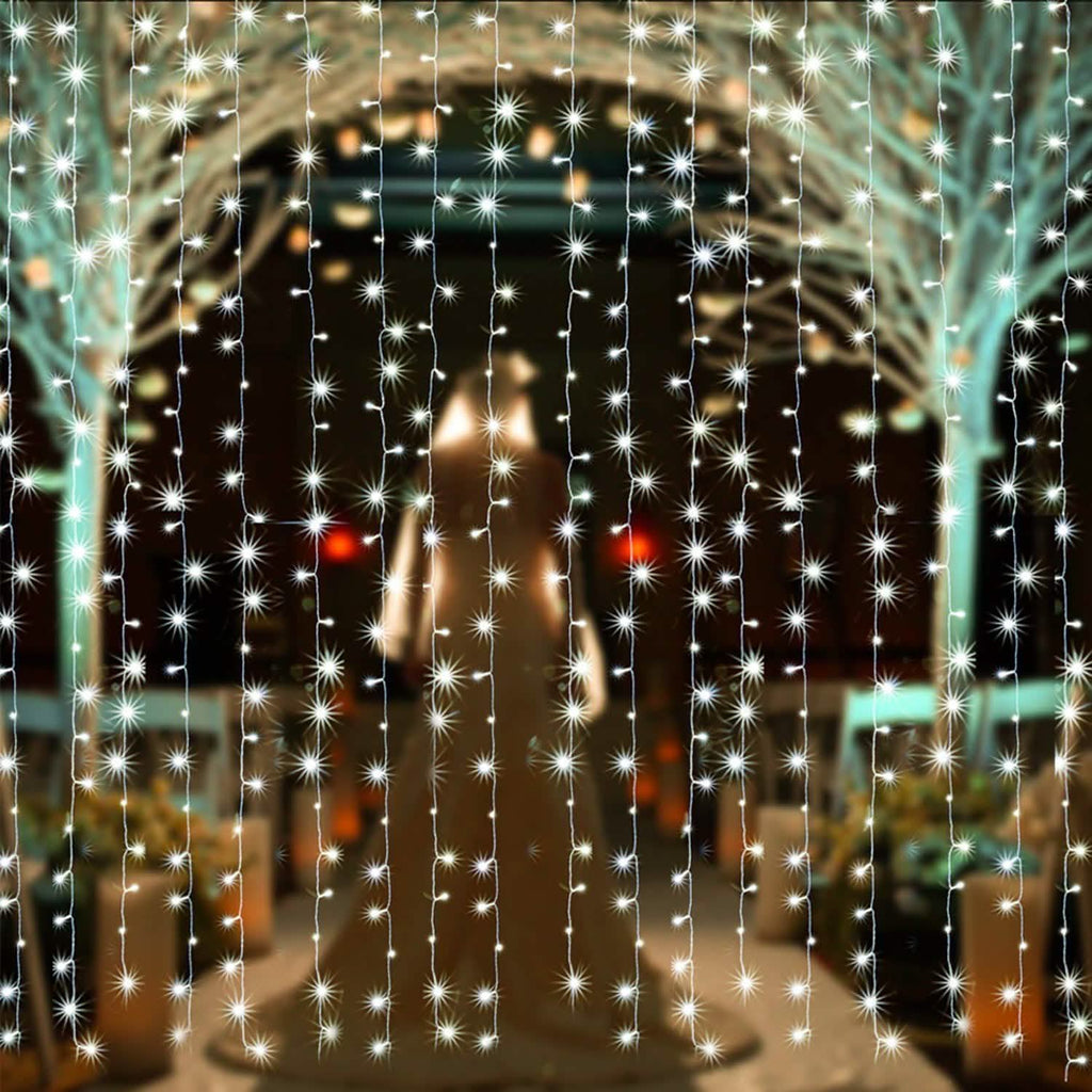 3m x 2m Cool White Waterproof Curtain Fairy String Lights with 8 Modes