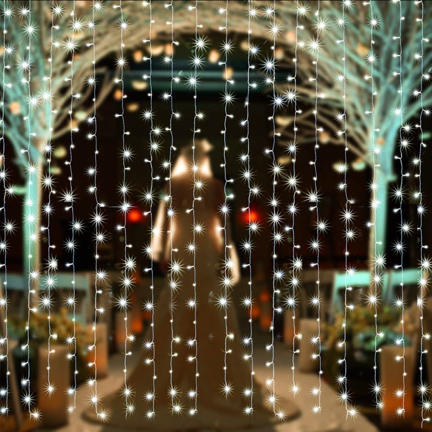 3m x 2m Cool White Waterproof Curtain Fairy String Lights with 8 Modes