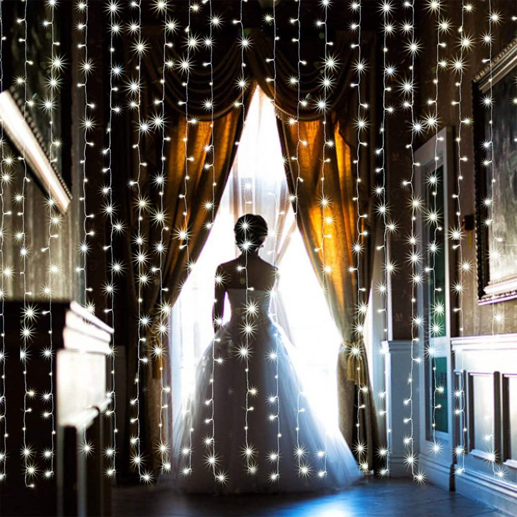 3m x 2m Cool White Waterproof Curtain Fairy String Lights with 8 Modes