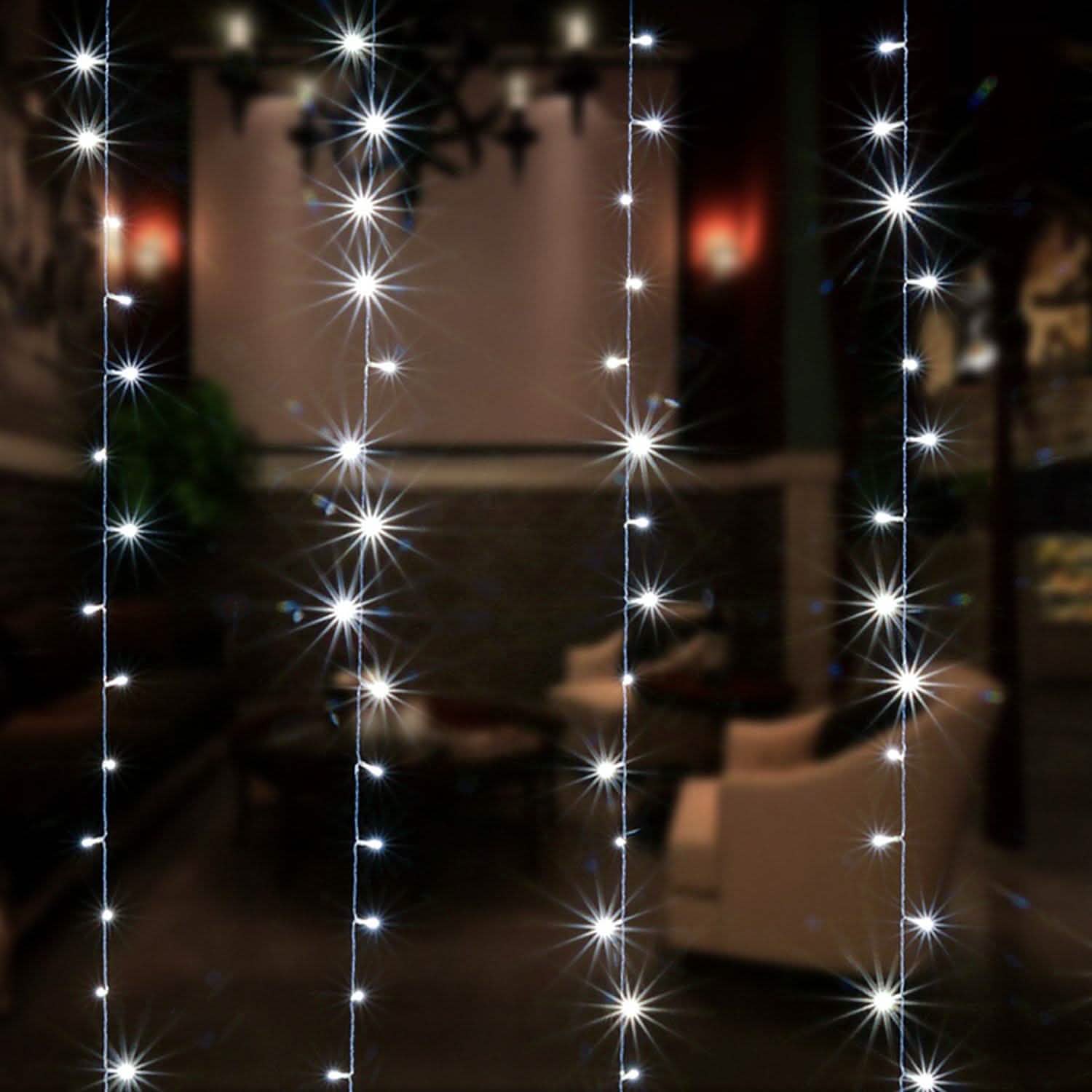 3m x 2m Cool White Waterproof Curtain Fairy String Lights with 8 Modes