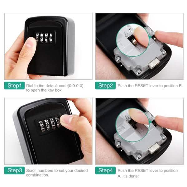 4-Digit Combination Password Wall Mounted Key Storage Lock Box