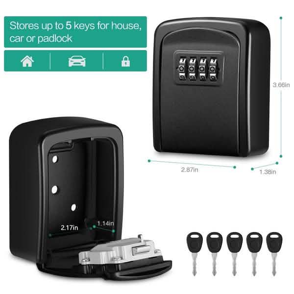 4-Digit Combination Password Wall Mounted Key Storage Lock Box