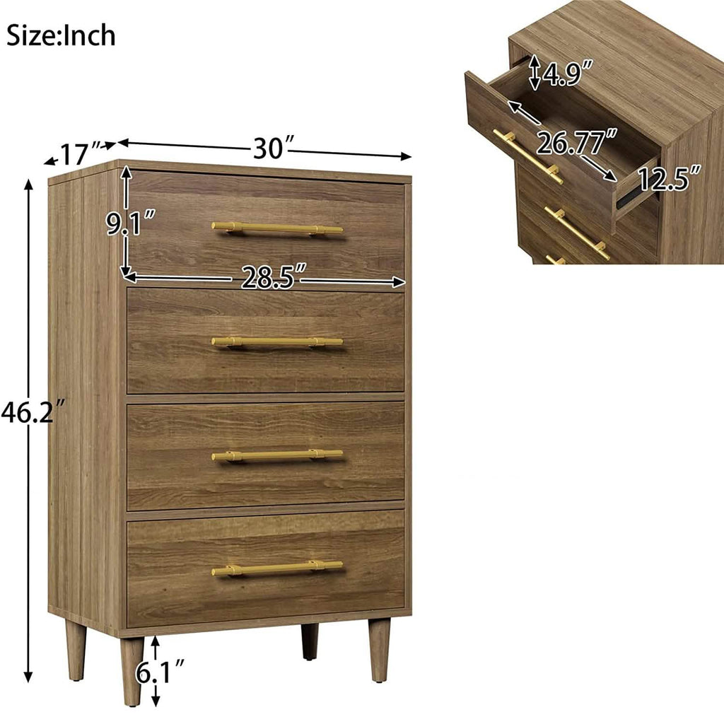 4 Drawer Cabinet Dresser Closet Wooden Dresser