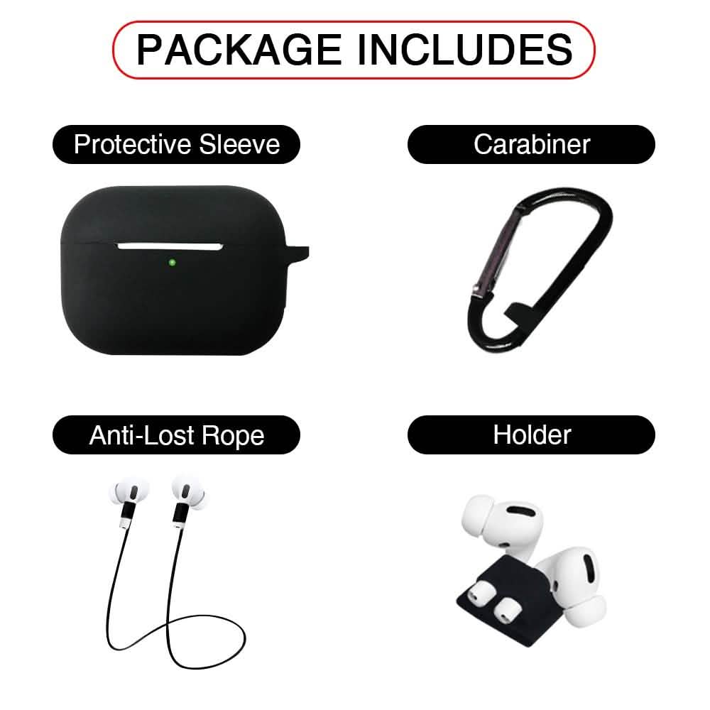 4-In-1 Airpods Pro3 Case Carabiner Sleeve Anti-lost Rope Set