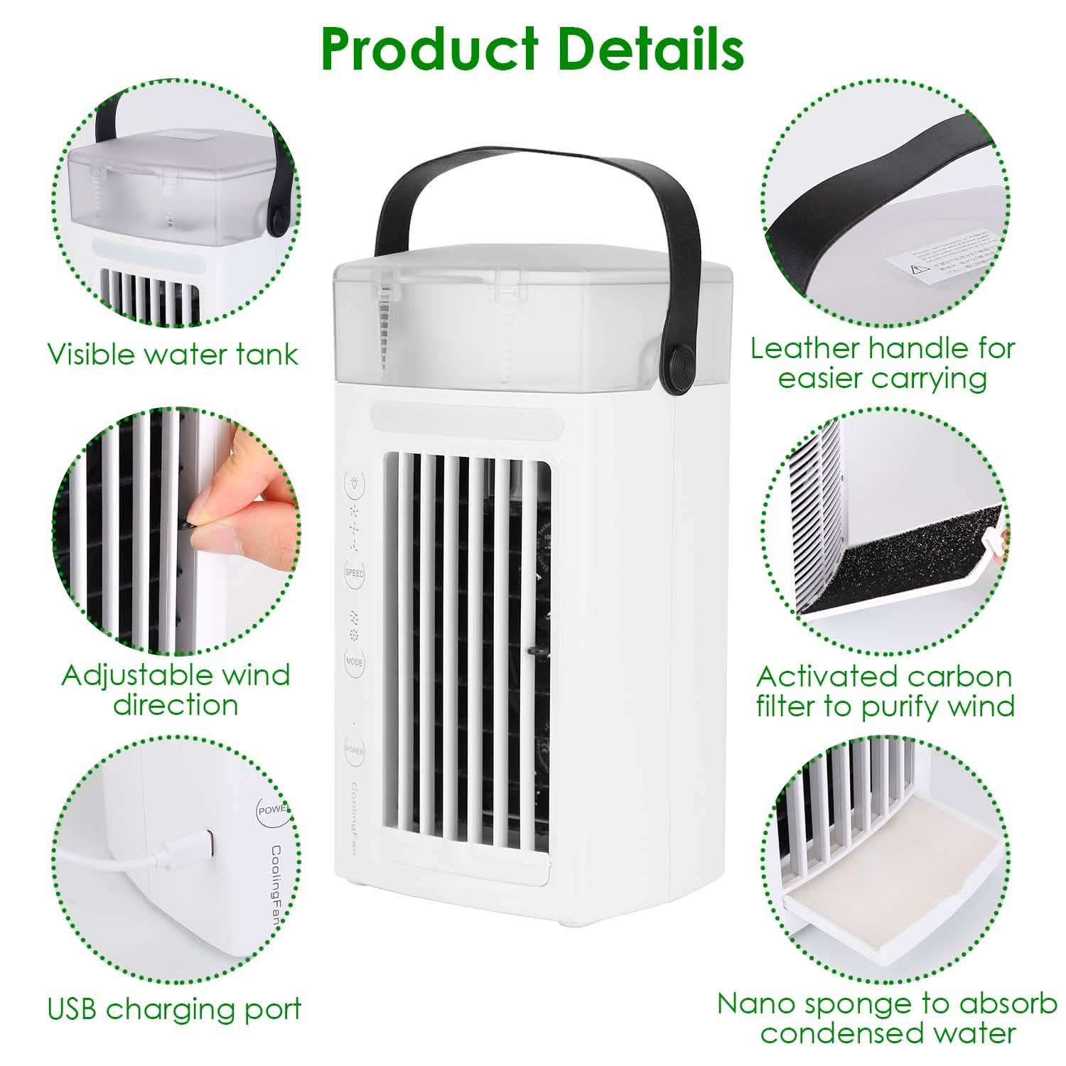 4-in-1 Evaporative Air Cooler Water Mist Cooling Fan