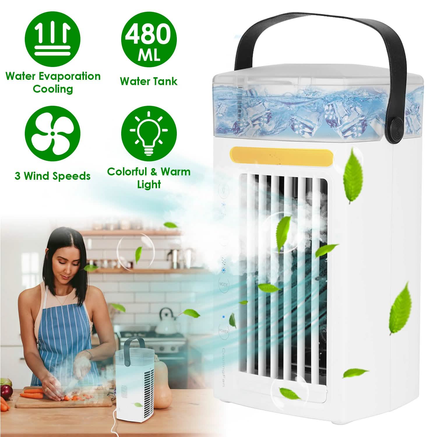 4-in-1 Evaporative Air Cooler Water Mist Cooling Fan