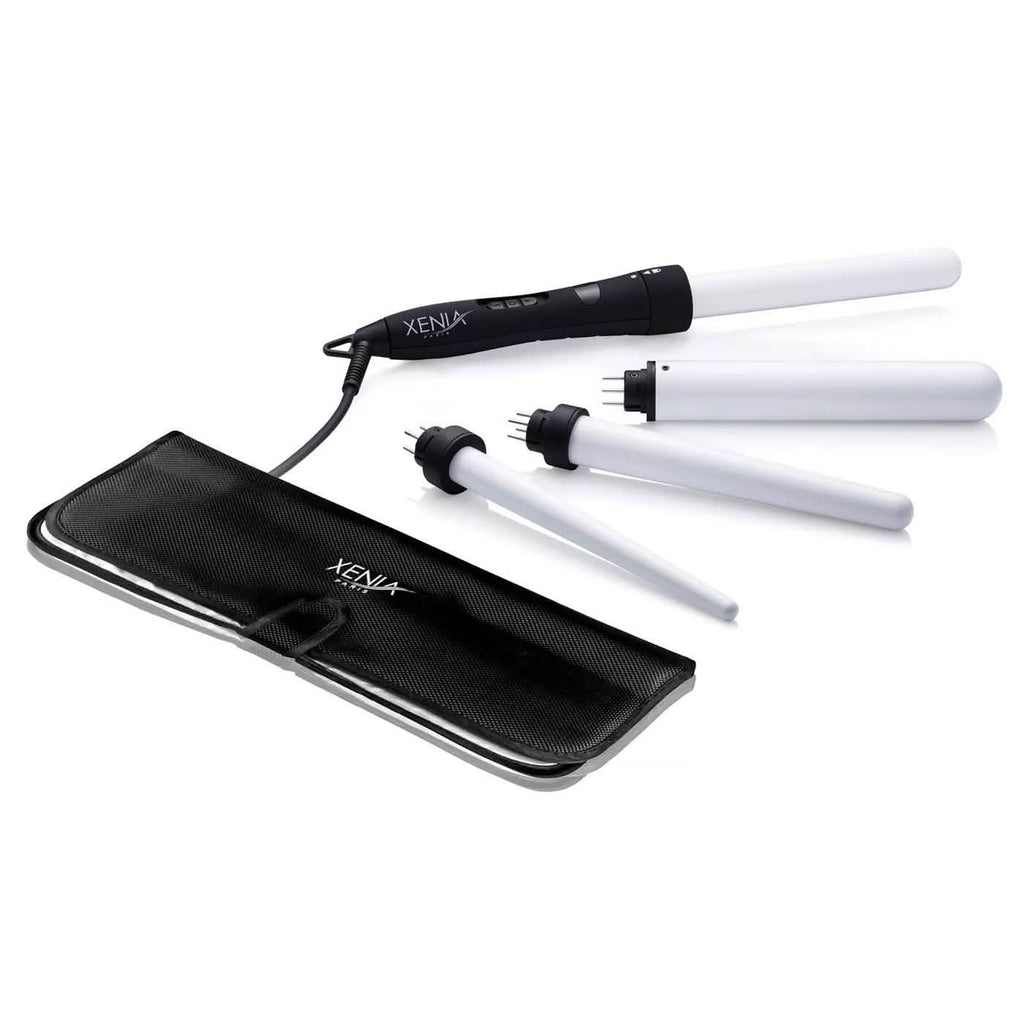 4-in-1 Interchangeable Ceramic Curling Wand Set with Protective Heat Station Mat