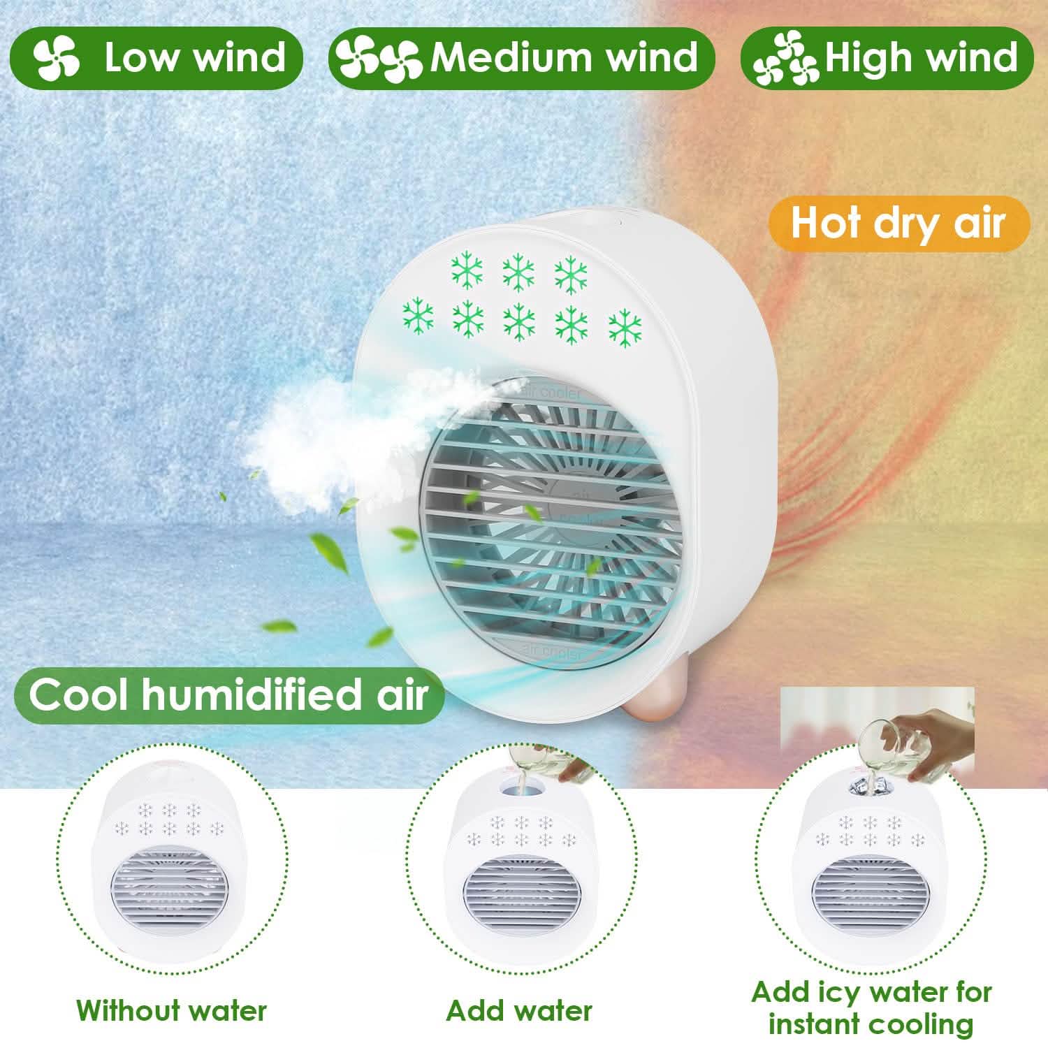 4-in-1 Portable Mini Desktop Water Mist Cooling Air Conditioner