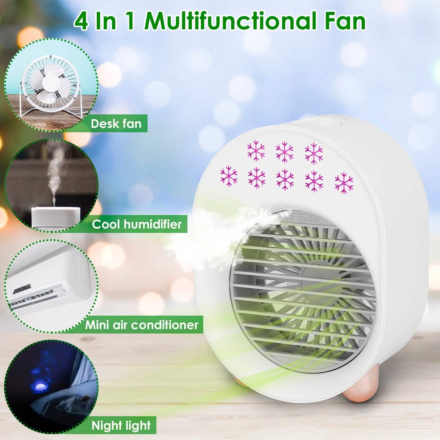 4-in-1 Portable Mini Desktop Water Mist Cooling Air Conditioner