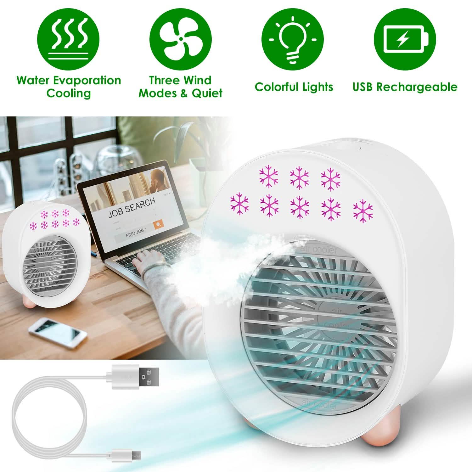 4-in-1 Portable Mini Desktop Water Mist Cooling Air Conditioner