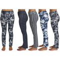 4-Pack: Assorted Women's Moisture Wicking Stretch Performance Active Yoga Pants