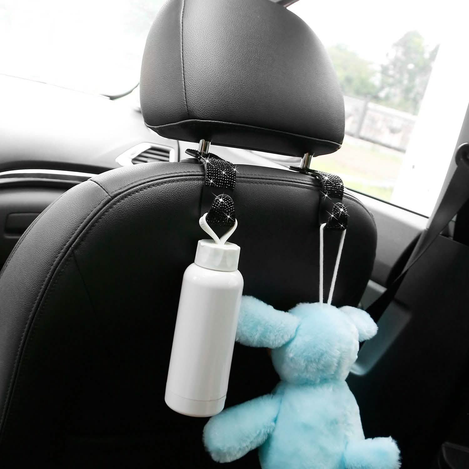 4-Pack: Car Headrest Hooks Bling Rhinestones Back Seat Organizer Hanger Holder