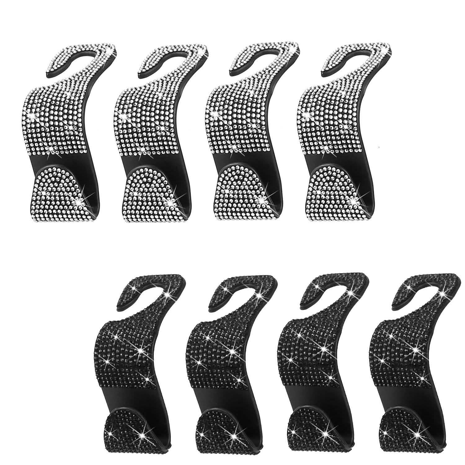 4-Pack: Car Headrest Hooks Bling Rhinestones Back Seat Organizer Hanger Holder