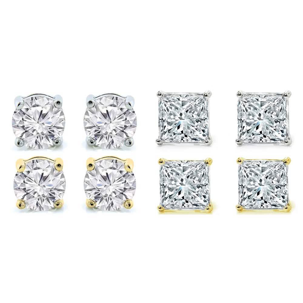 4-Pack: Crystal Stud Earrings Set