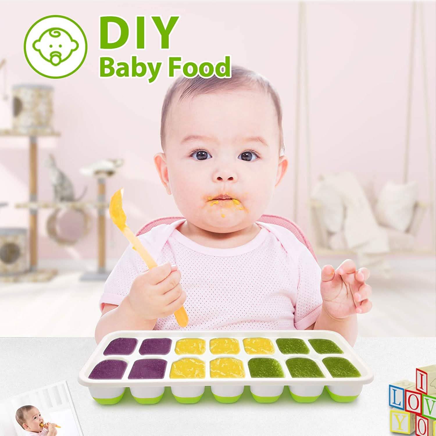 4-Pack: Easy-Release Silicone & Flexible 14-Ice Cube Trays with Spill-Resistant Removable Lid