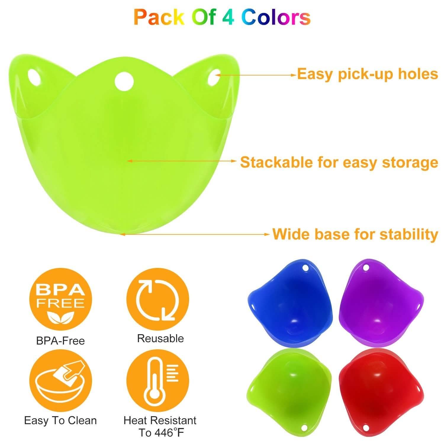 4-Pack: Egg Poachers Silicon Egg Cups