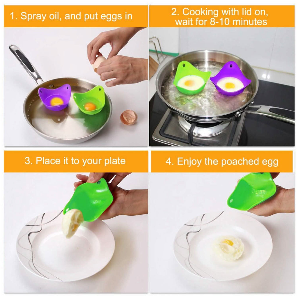 4-Pack: Egg Poachers Silicon Egg Cups