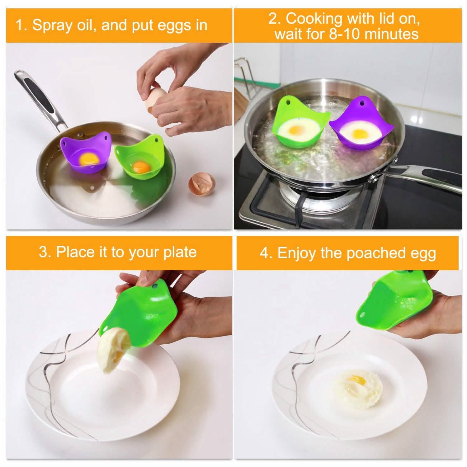 4-Pack: Egg Poachers Silicon Egg Cups