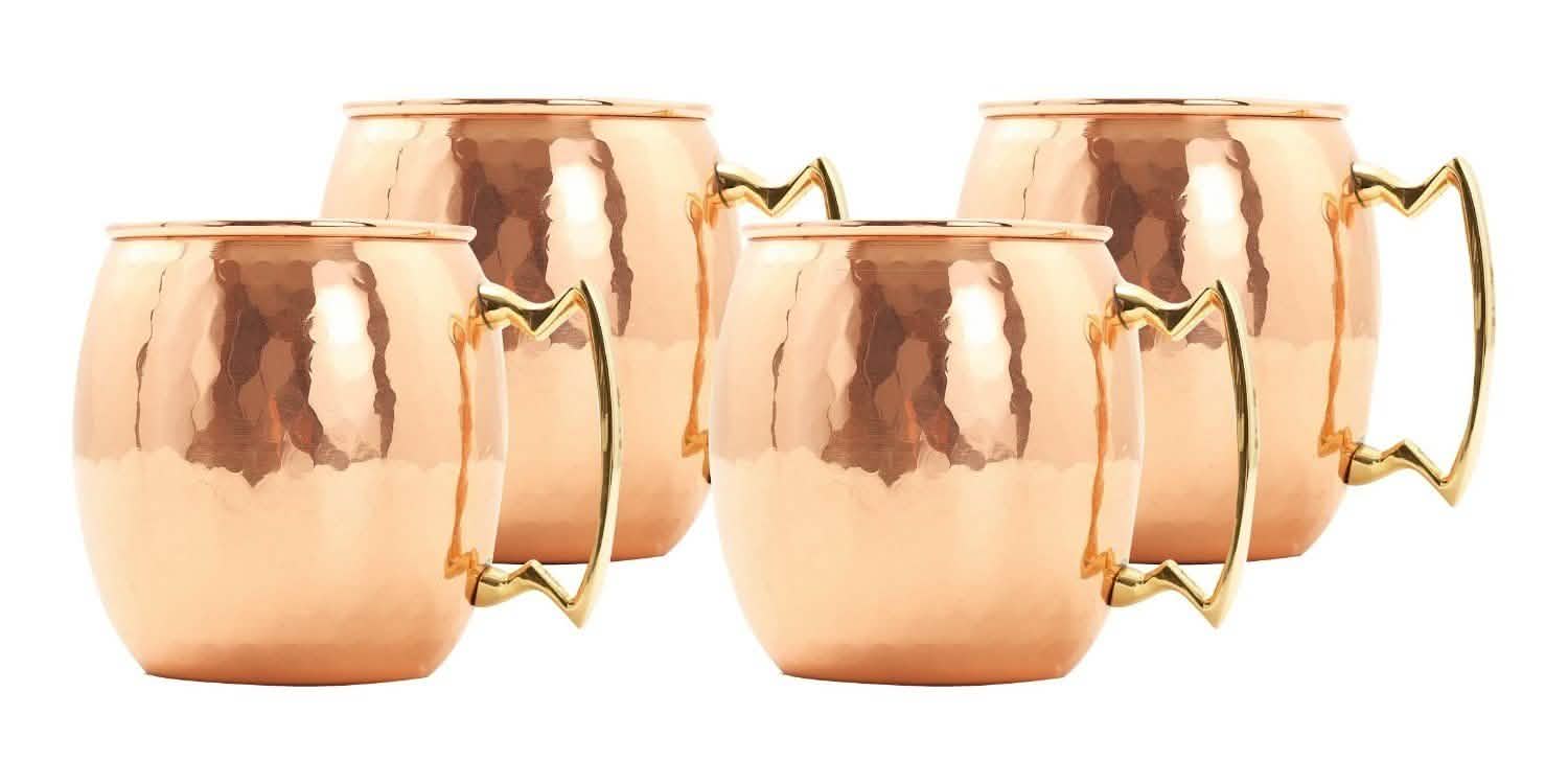 4-Pack: Hammered Copper-Finish Moscow Mule Mugs