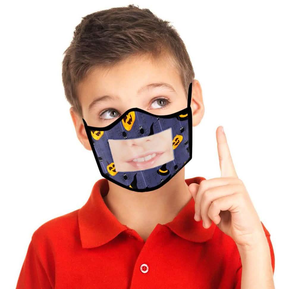 4-Pack: Kids Smile Window Face Mask Washable and Reusable