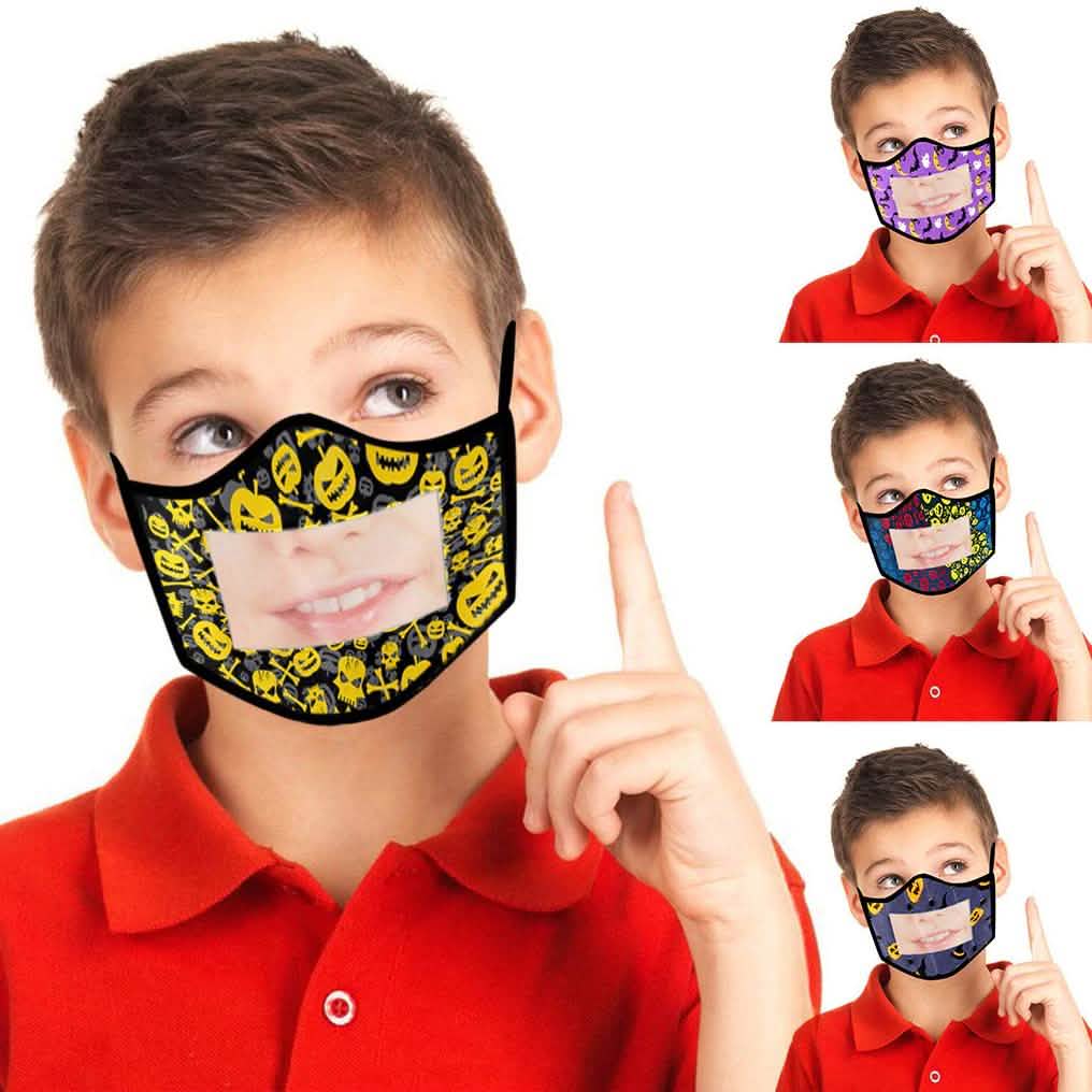 4-Pack: Kids Smile Window Face Mask Washable and Reusable