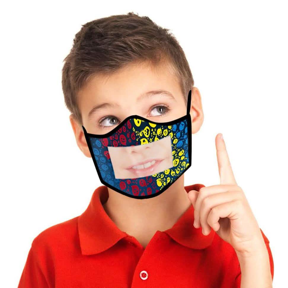 4-Pack: Kids Smile Window Face Mask Washable and Reusable