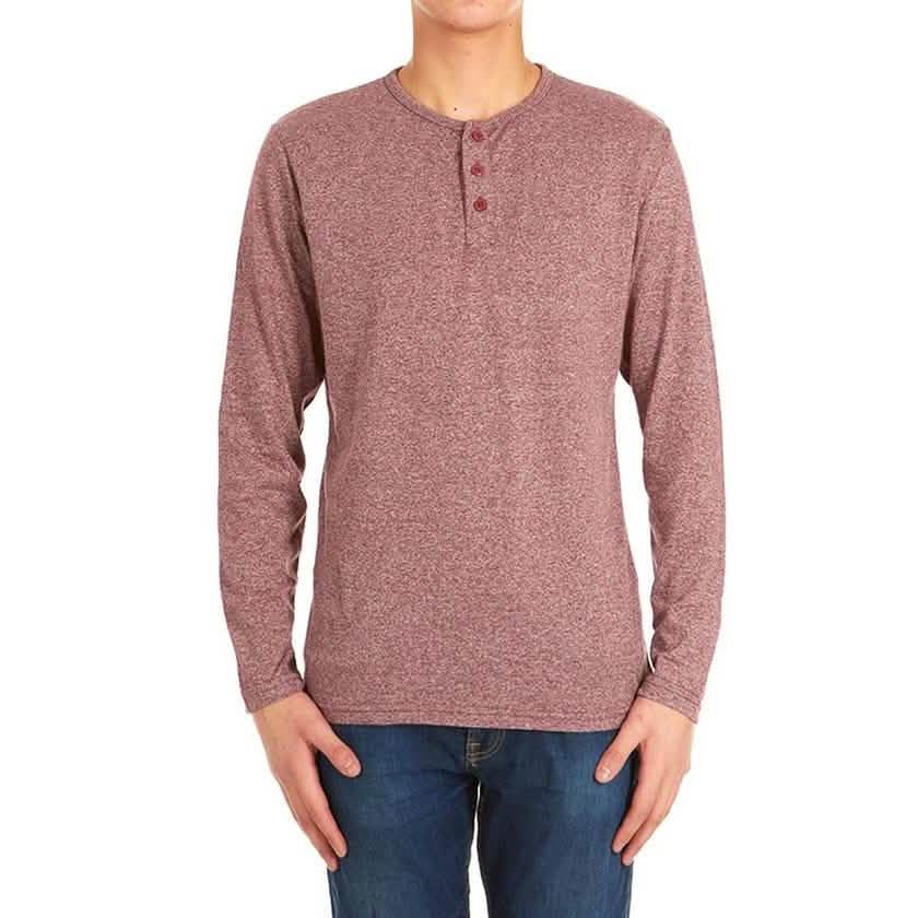 4-Pack: Men's Long-Sleeve Marled Henley Shirts - Size: Medium